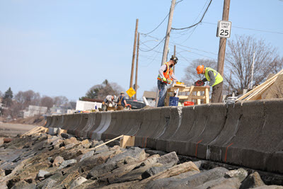 The City of Quincy under Mayor Tom Koch has repaired miles of seawall to increase coastal resiliency.